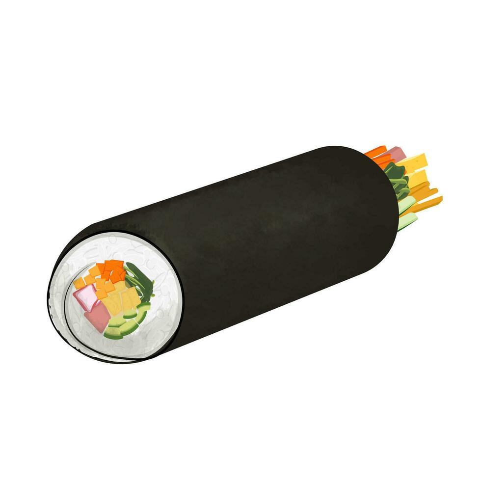 gimbap o kimbap coreano riso rotolo illustrazione logo vettore