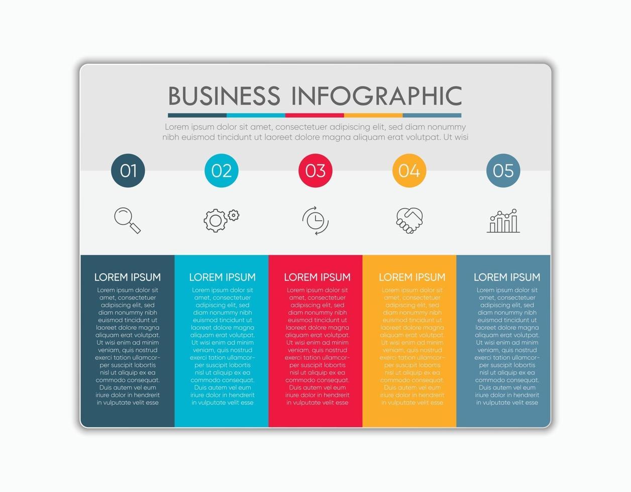 icone di infografica timeline di visualizzazione dei dati aziendali progettate per modello di sfondo astratto vettore