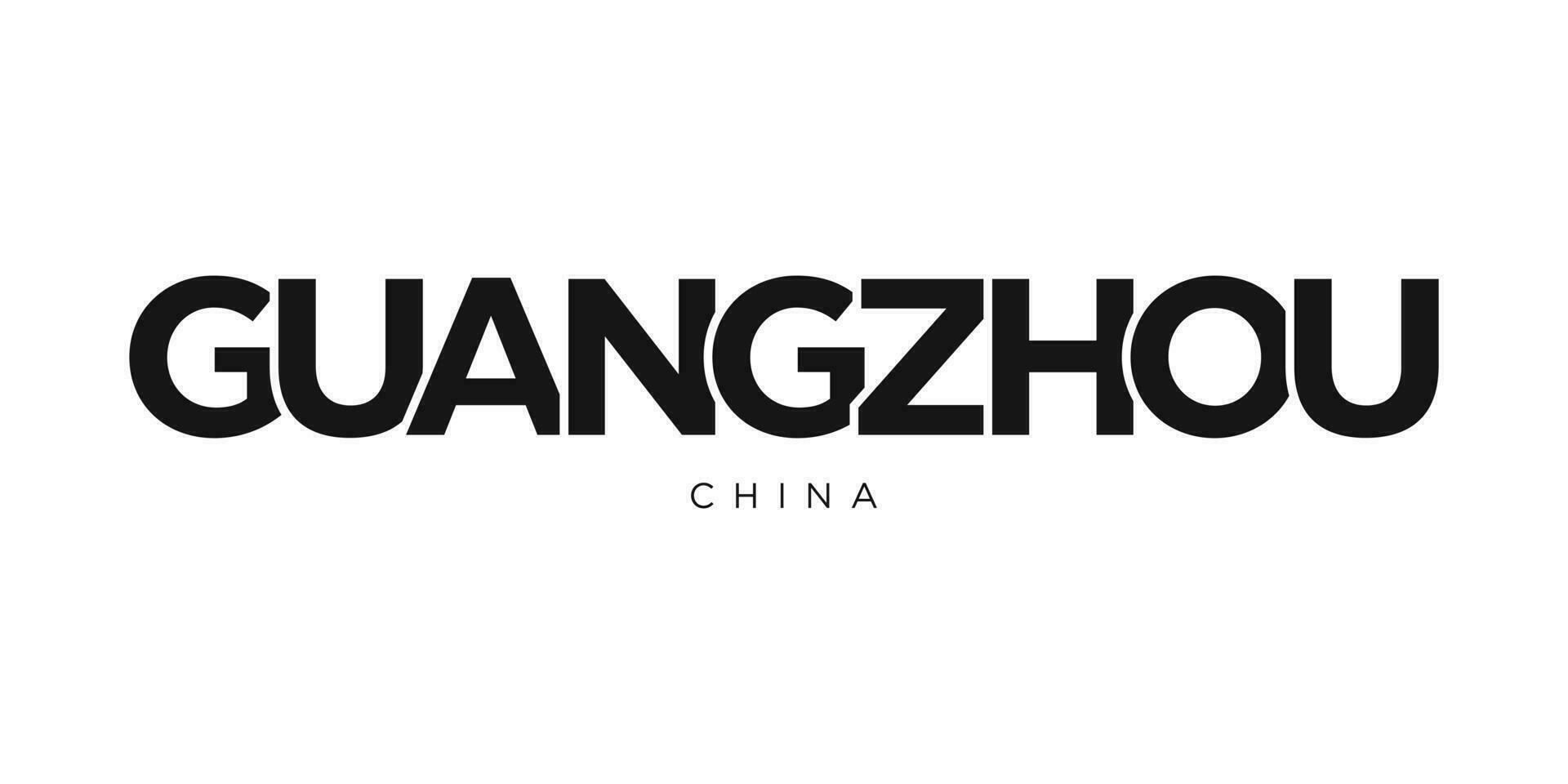 Guangzhou nel il Cina emblema. il design Caratteristiche un' geometrico stile, vettore illustrazione con grassetto tipografia nel un' moderno font. il grafico slogan scritta.