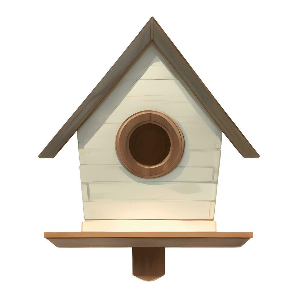 di legno birdhouse isolato dettagliato mano disegnato pittura illustrazione vettore