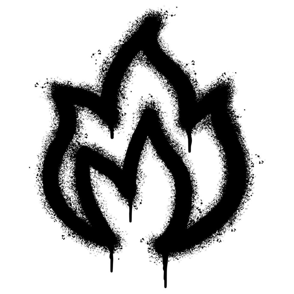 spray dipinto graffiti fuoco fiamma icona spruzzato isolato con un' bianca sfondo. graffiti fuoco fiamma icona con al di sopra di spray nel nero al di sopra di bianca. vettore illustrazione.