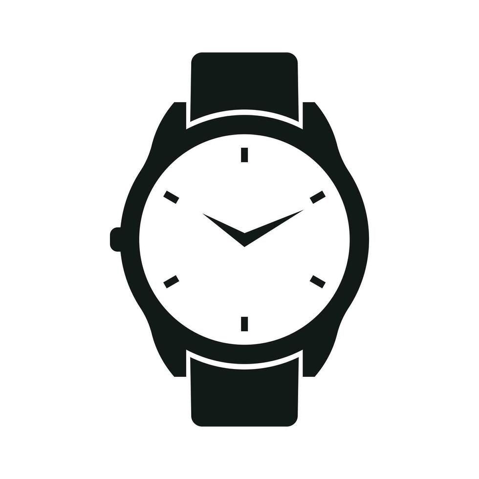 analogico orologio vettore icona nel piatto stile, professionale mano polso orologio cartello per tutti e due maschio femmina, classico polso orologio simbolo, tempo design elemento, Scadenza piatto simbolo, analogico orologio illustrazione