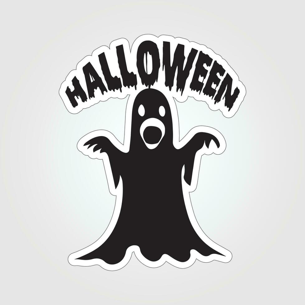 un' etichetta con un' fantasma su esso, Halloween fantasma cartone animato personaggio etichetta vettore