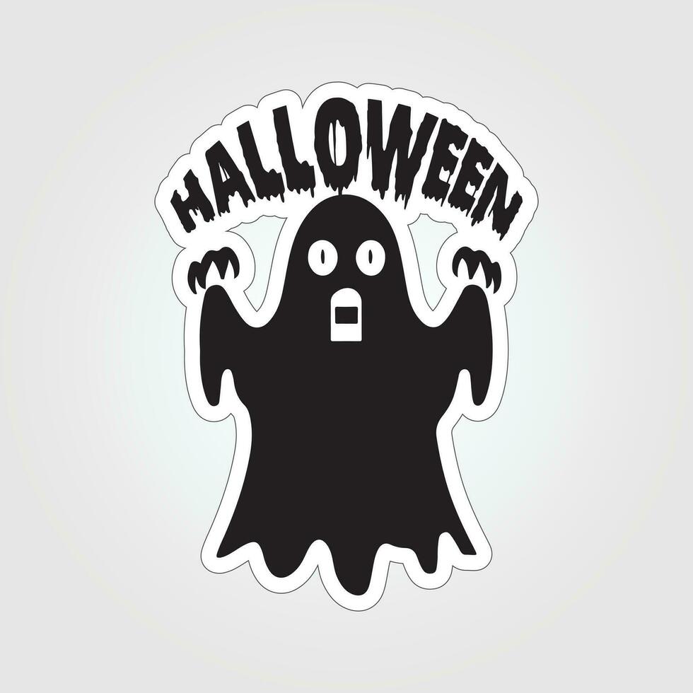 un' etichetta con un' fantasma su esso, Halloween fantasma cartone animato personaggio etichetta vettore
