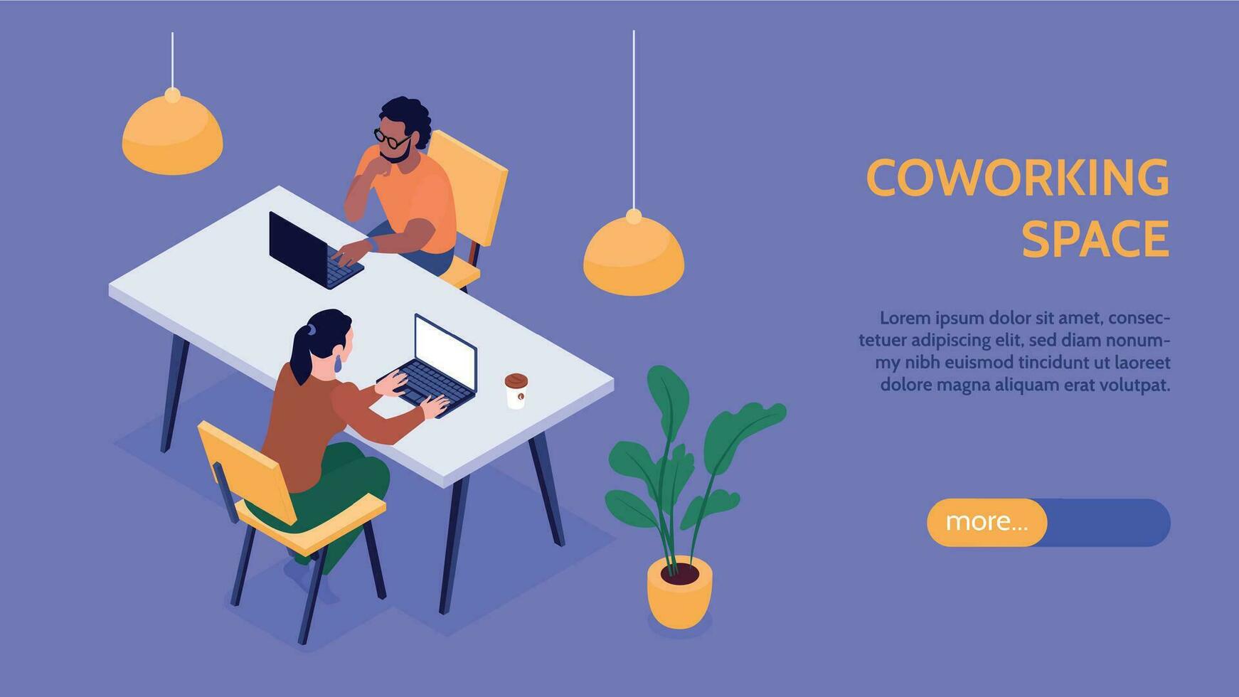 coworking spazio orizzontale bandiera vettore