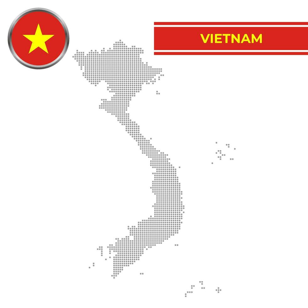 tratteggiata carta geografica di Vietnam con circolare bandiera vettore