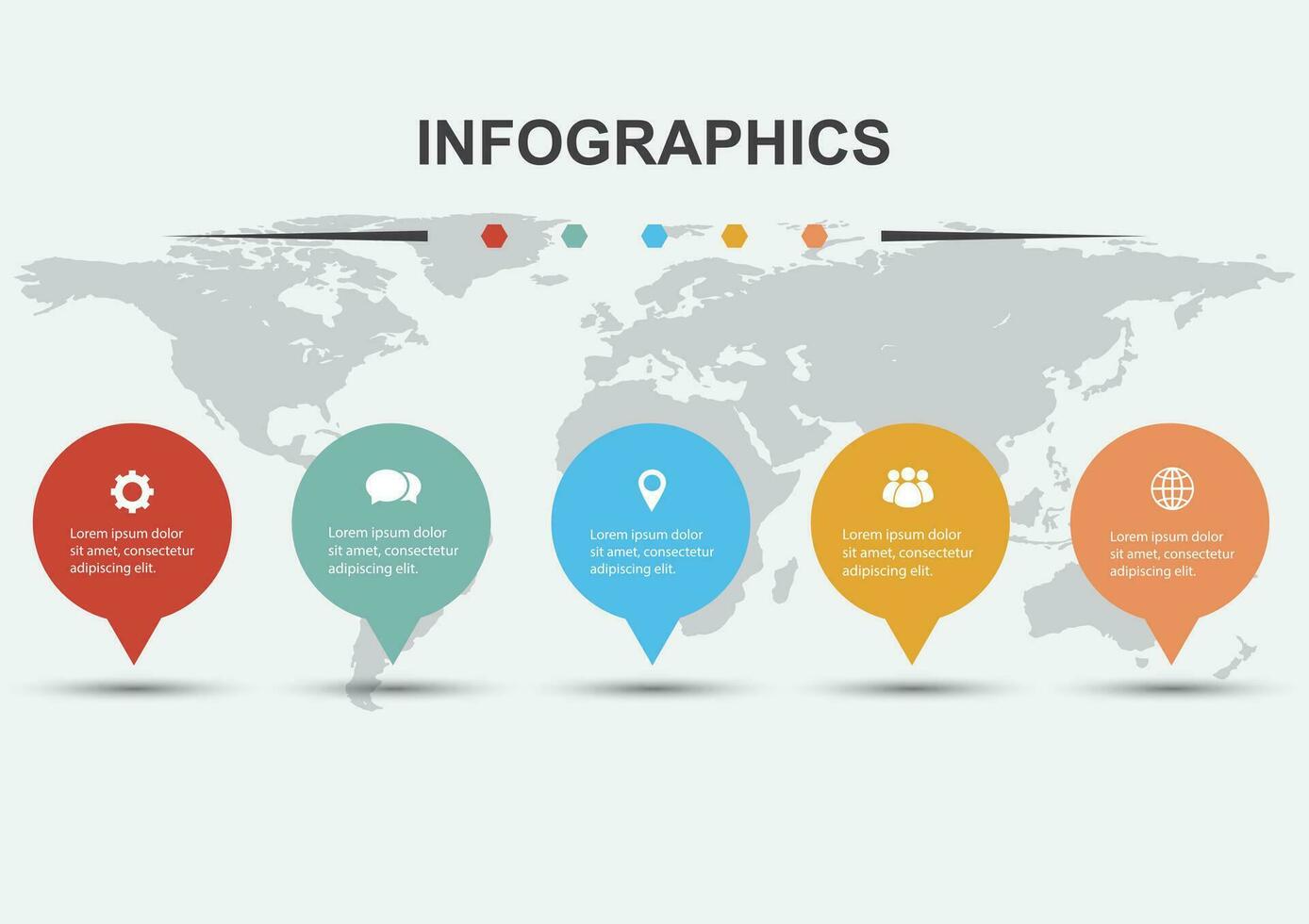 Infografica design modello con 5 cerchio discorso bolle vettore