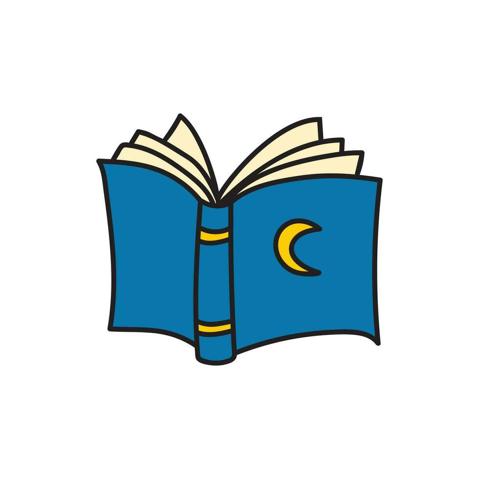 bambini disegno cartone animato vettore illustrazione Aperto libro notte storia icona isolato su bianca sfondo