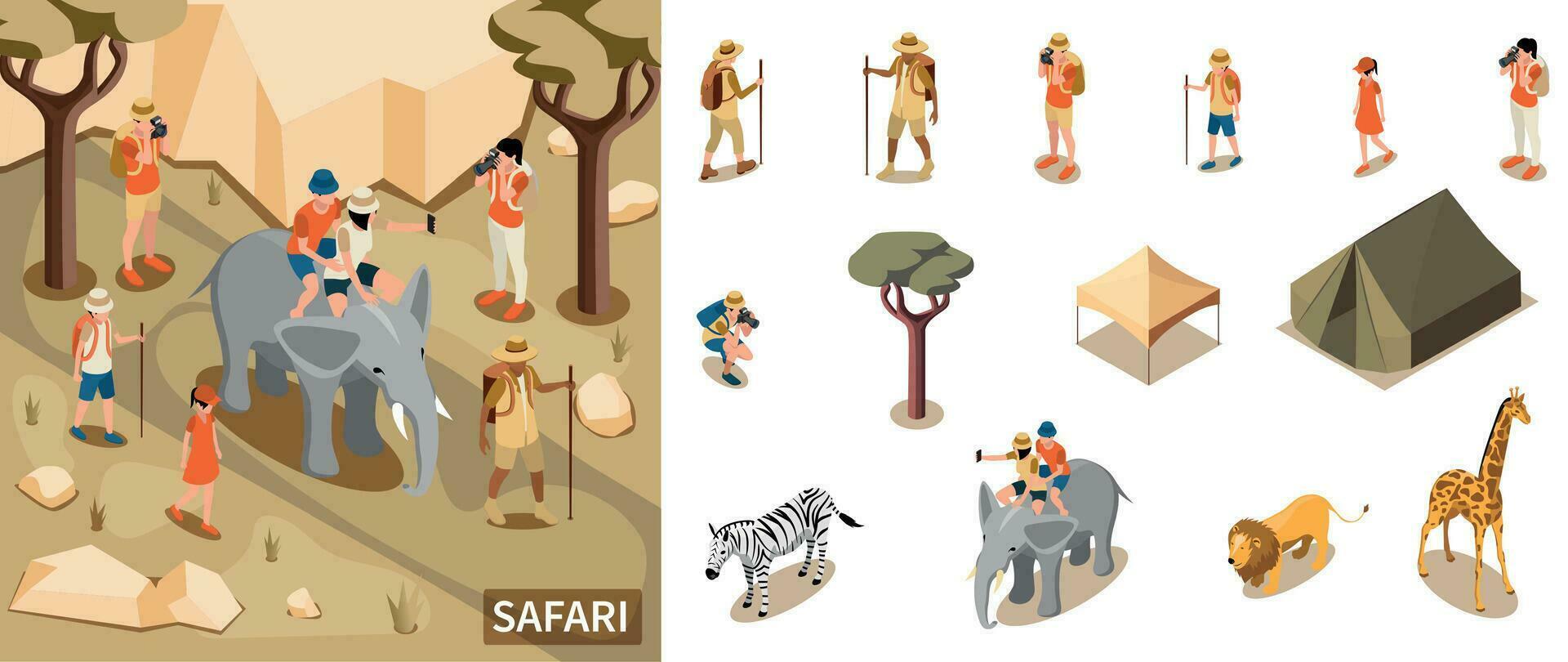 safari turista composizione vettore