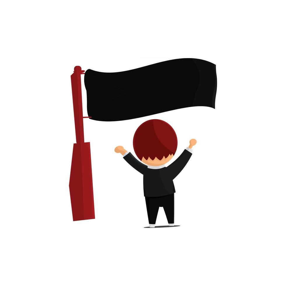 ragazzo con una bandiera nera vettore