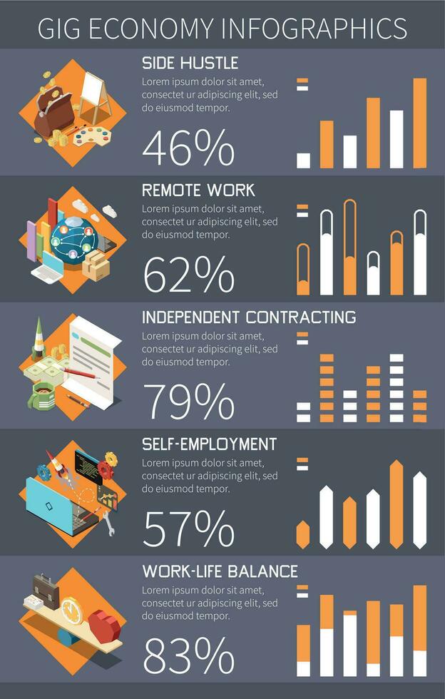 concerto economia grafici infografica vettore