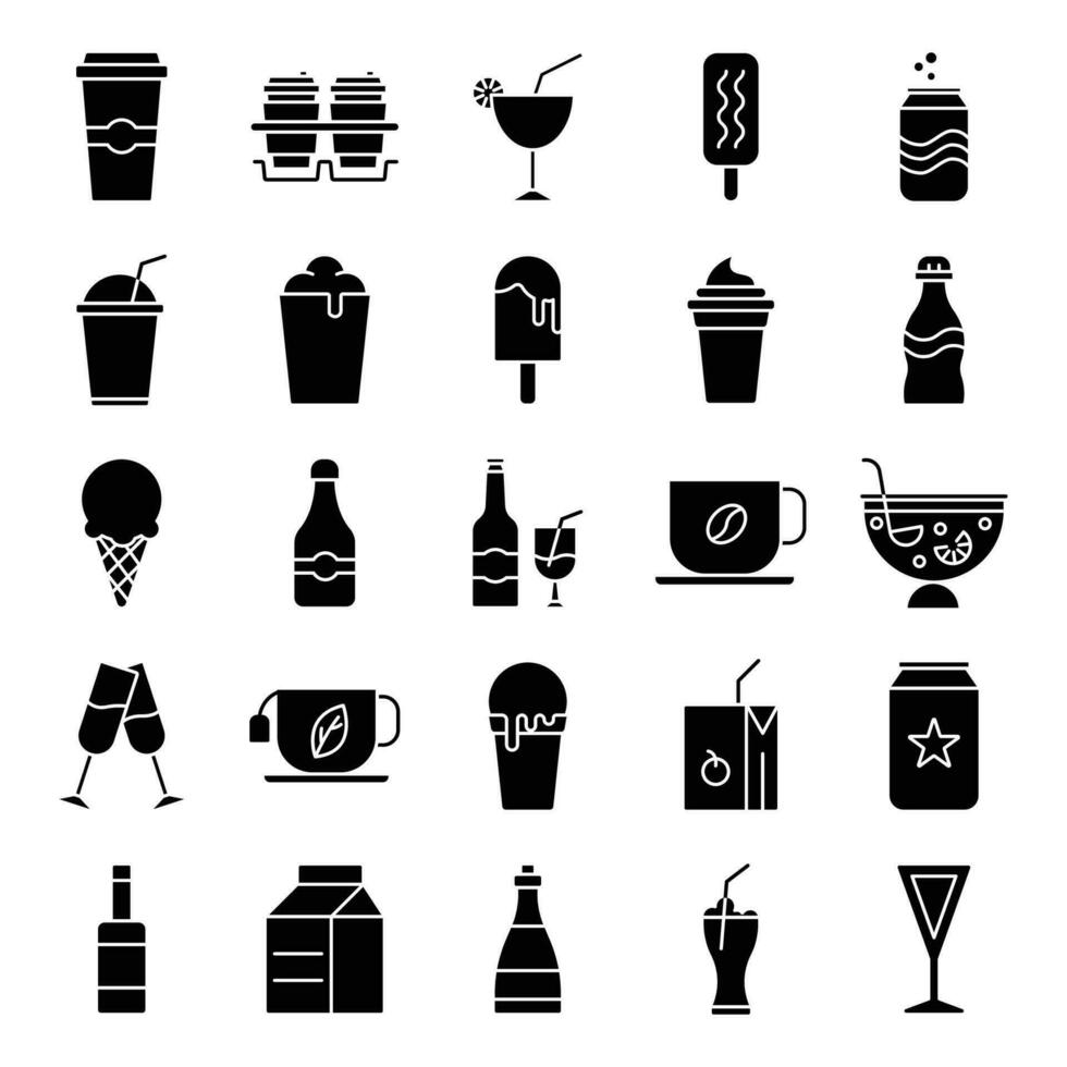 collezione di icone di bevande vettore