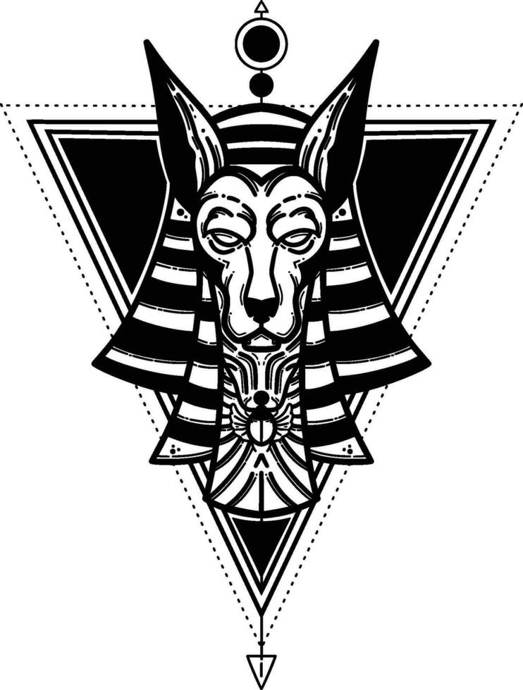 anubis è il Dio di Egitto. mano disegno nero bianca sfondo vettore