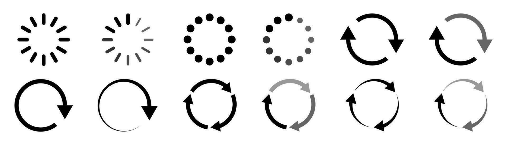 Caricamento in corso indicatore. progresso sbarra. caricare icone collezione. isolato processi vettore sybmol. Scarica cartello collezione. il giro aspettare pittogramma. vettore illustrazione. eps 10,