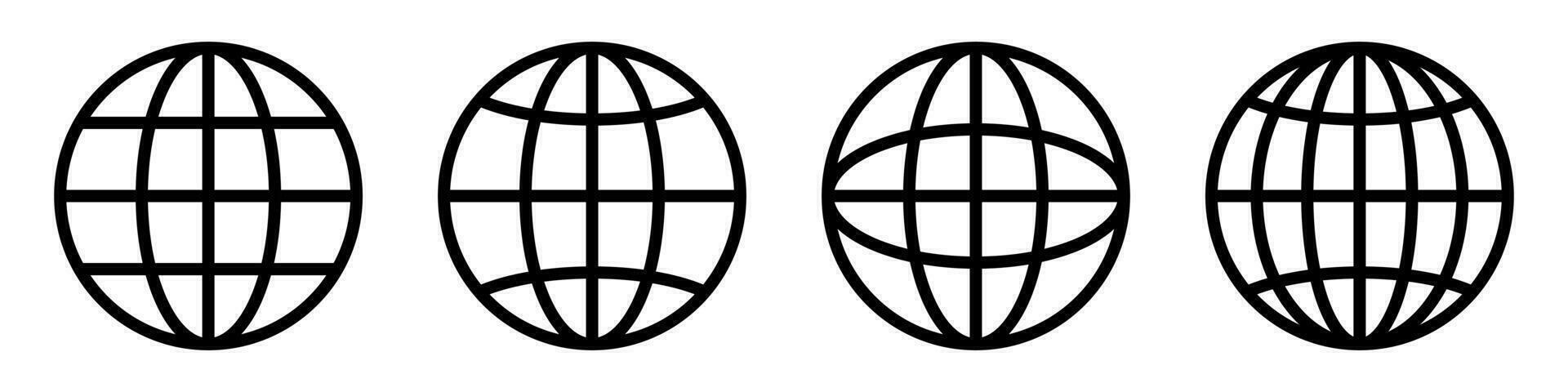 globo icone impostare. mondo simbolo. pianeta terra nel cerchio. schema globo impostare. sfera vettore