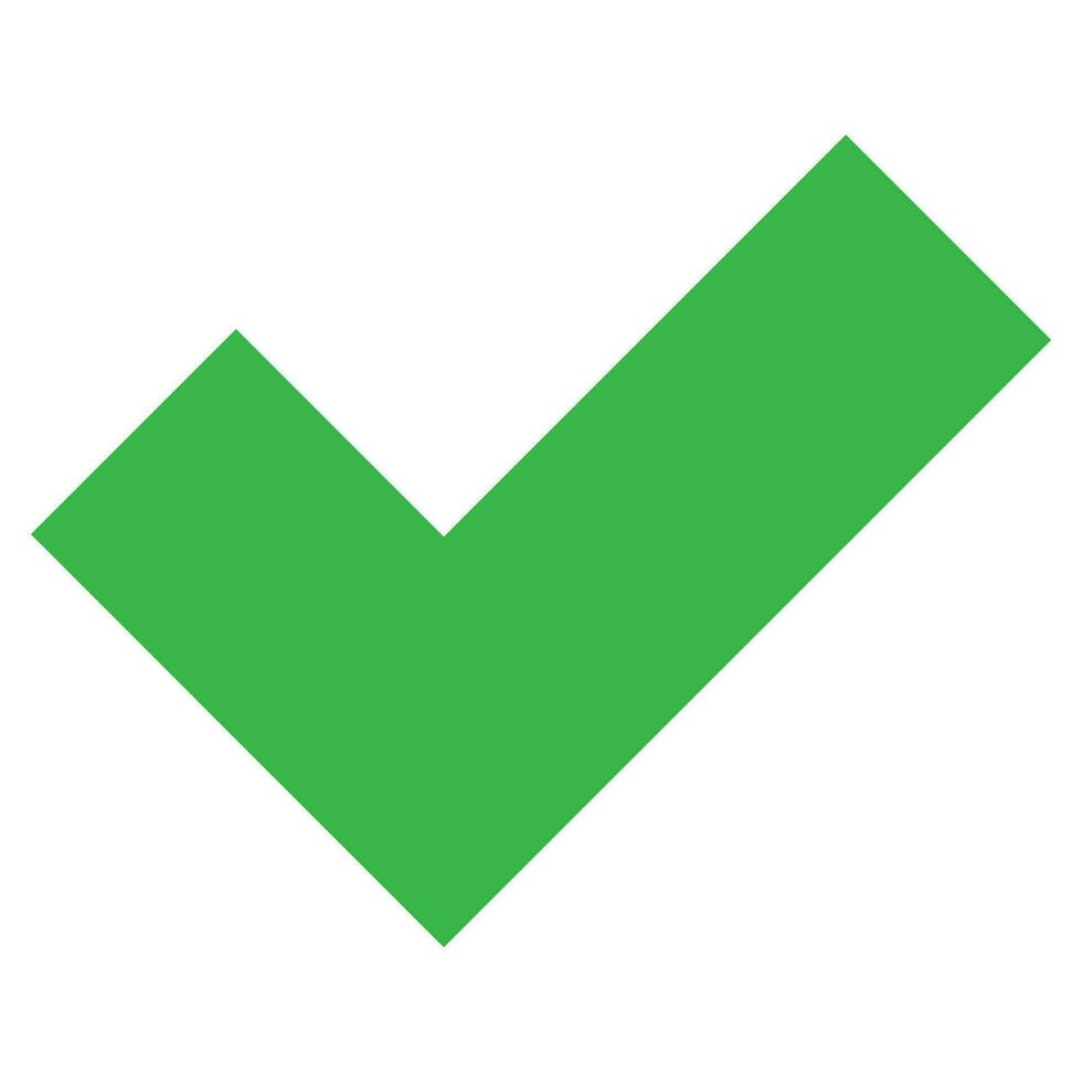 segno di spunta tic tac. corretta simbolo nel verde. sì cartello. verde segno di spunta illustrazione. votazione icona vettore
