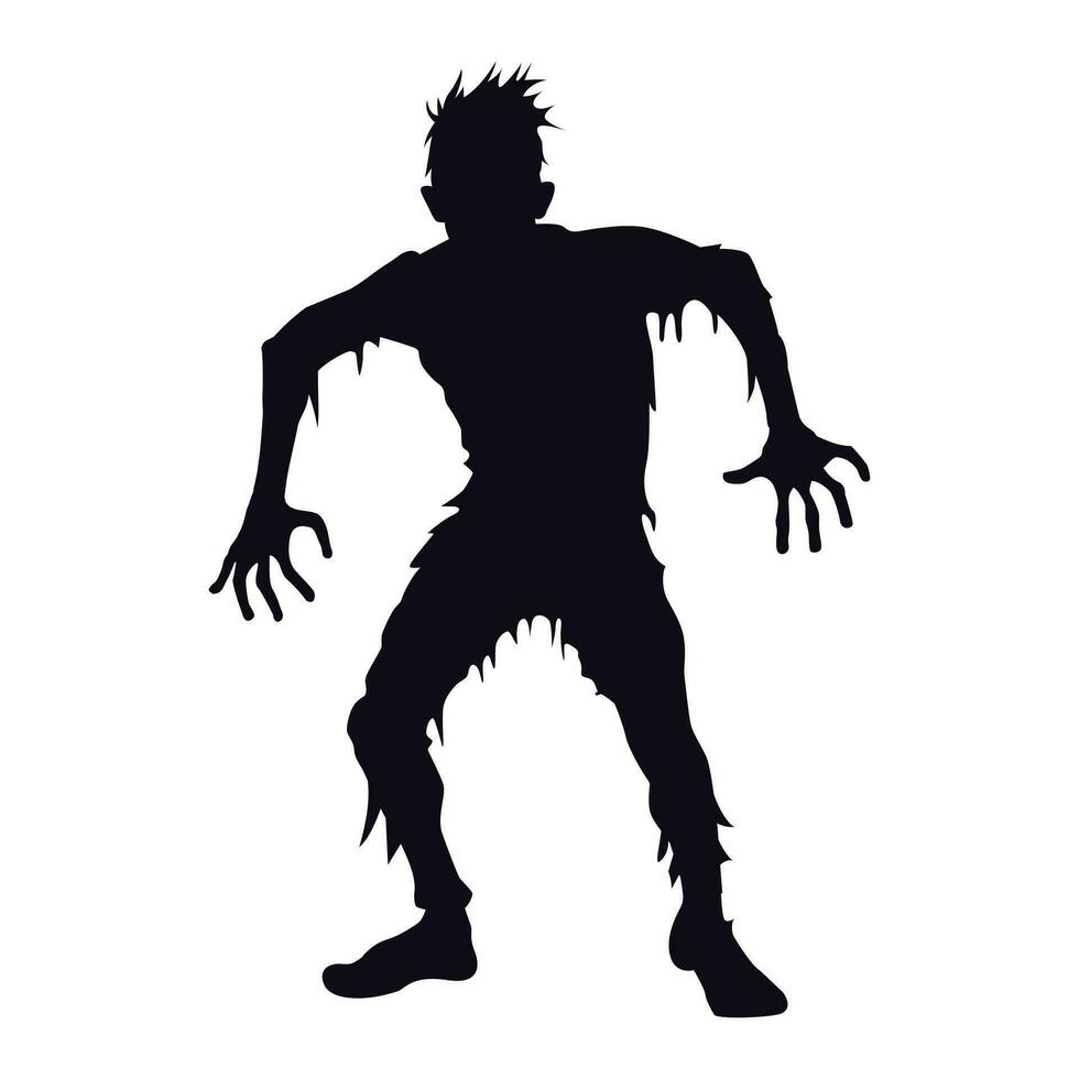 zombie silhouette. a piedi morto silhouette. Halloween piatto vettore illustrazione per decorazioni