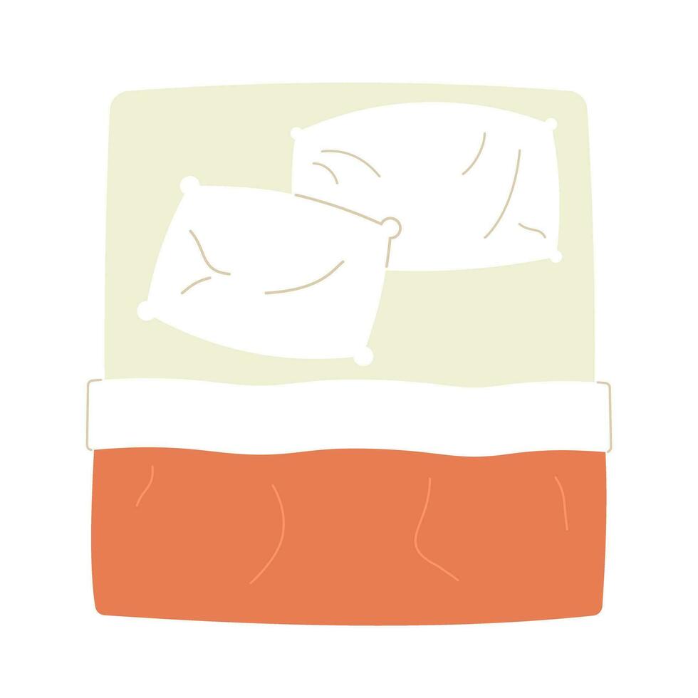 confortevole re dimensione letto semi piatto colore vettore oggetto. disfatto letto. modificabile cartone animato clip arte icona su bianca sfondo. semplice individuare illustrazione per ragnatela grafico design