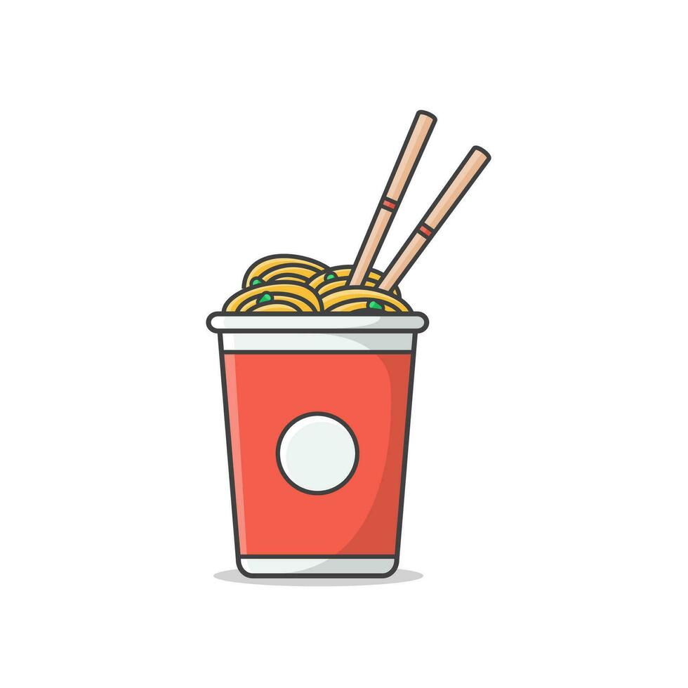 tazza di tagliatelle con bollito uova e bastoncini vettore icona illustrazione. orientale spaghetto cibo. asiatico tagliatelle icona