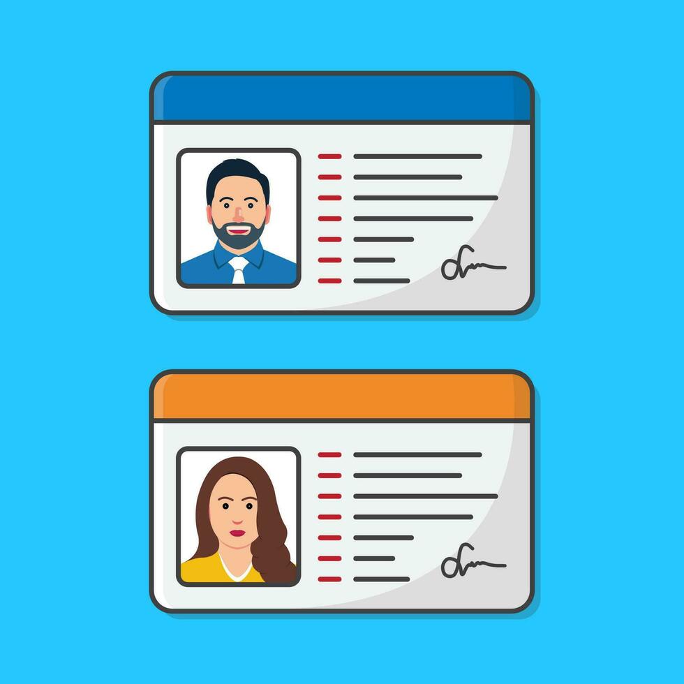 id carta con maschio e femmina foto vettore icona illustrazione. il idea di personale identità
