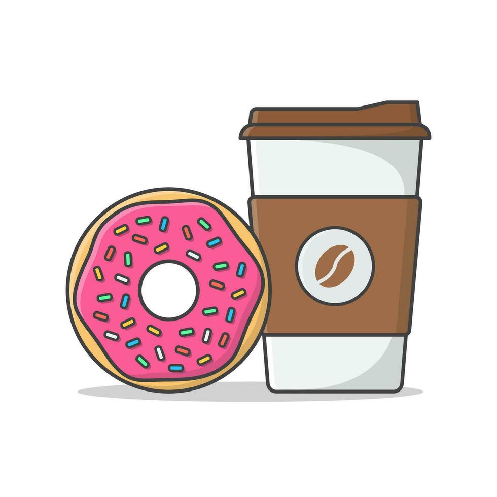 caffè tazza e gustoso ciambella vettore icona illustrazione. avere un' rompere cartello