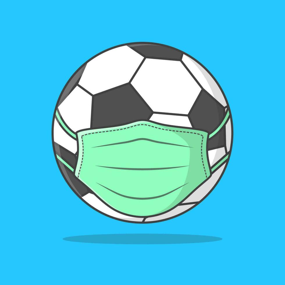 calcio palla nel medico viso maschera vettore icona illustrazione. palla nel maschera piatto icona