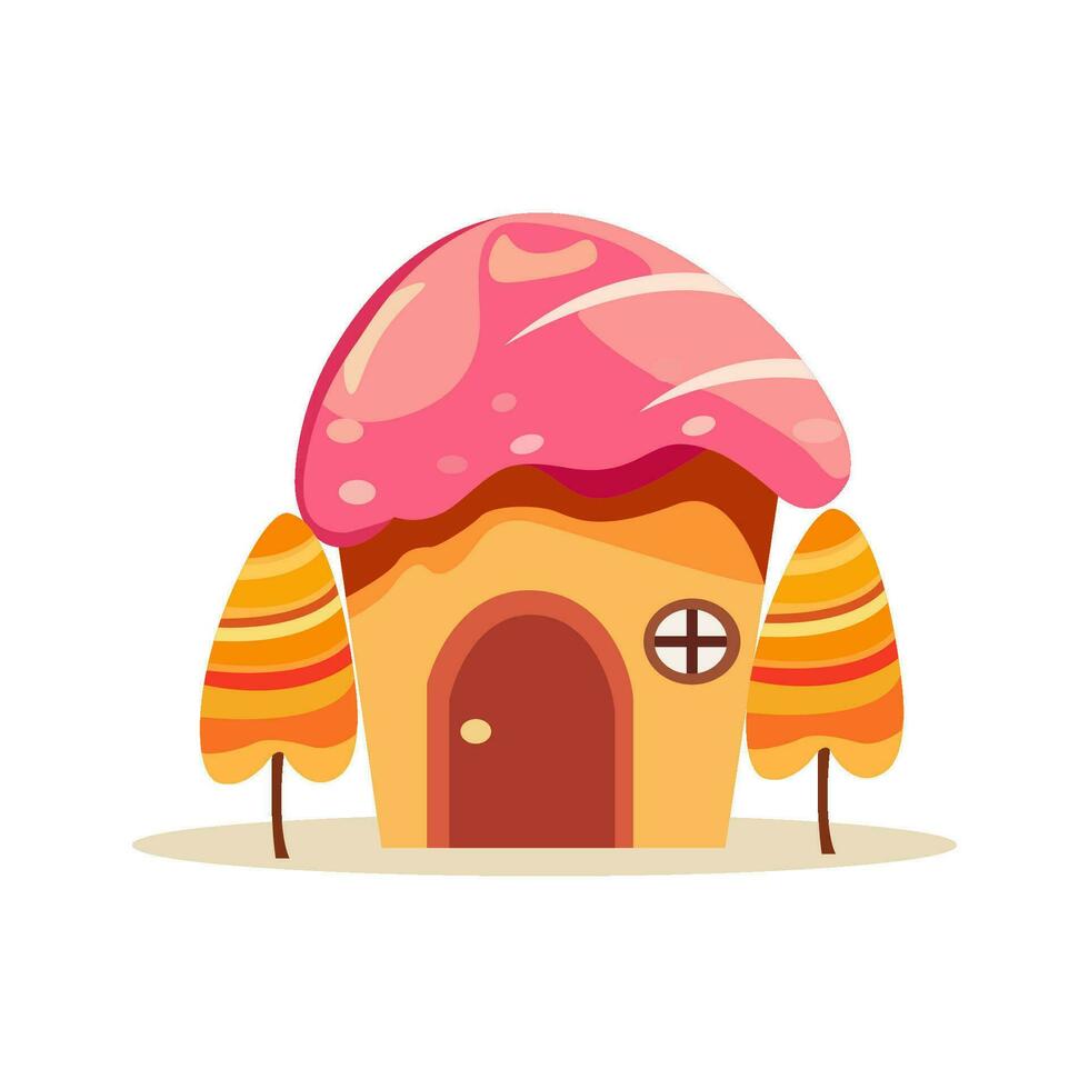 carino caramella e torta Casa illustrazione vettore