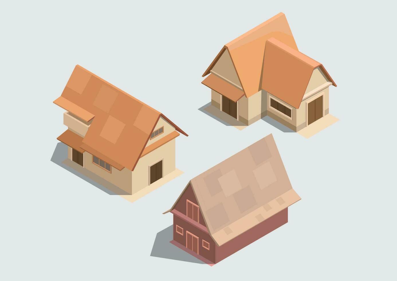 isometrico case nel villaggio stile vettore