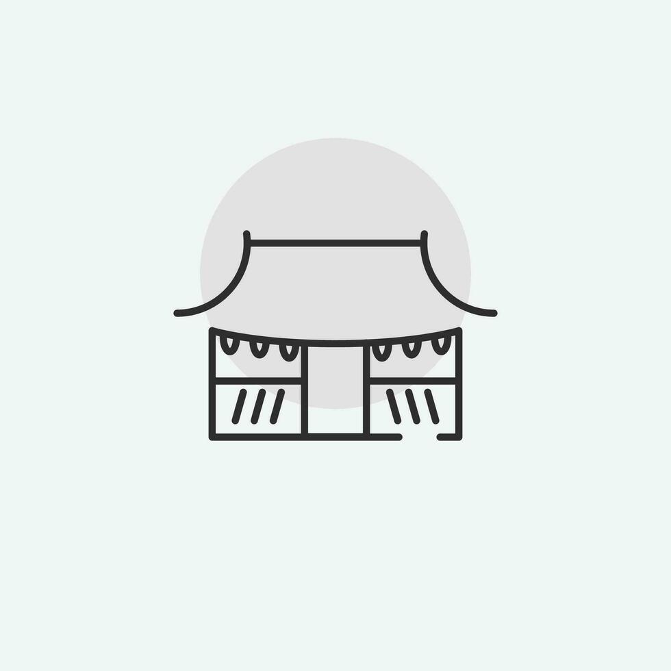 coreano tradizionale hanok logo icona disegno, tradizionale Casa Immagine linea arte illustrazione. vettore