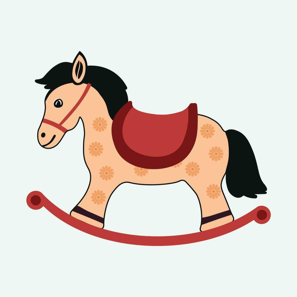 cavallo a dondolo giocattolo cartone animato stile vettore