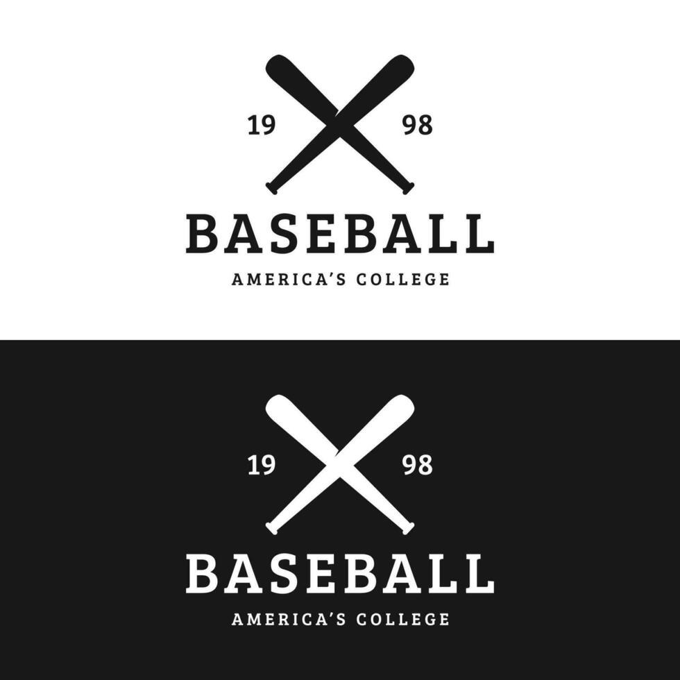 retrò Vintage ▾ baseball logo design con baseball palla e bastone concetto. logo per tornei, etichette, gli sport, campionati. vettore