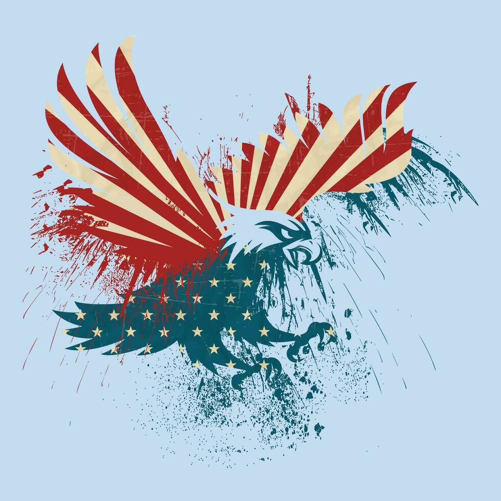 contento indipendenza giorno unito stati, vettore logo simbolo di un' galante aquila, aquila con un americano bandiera modello