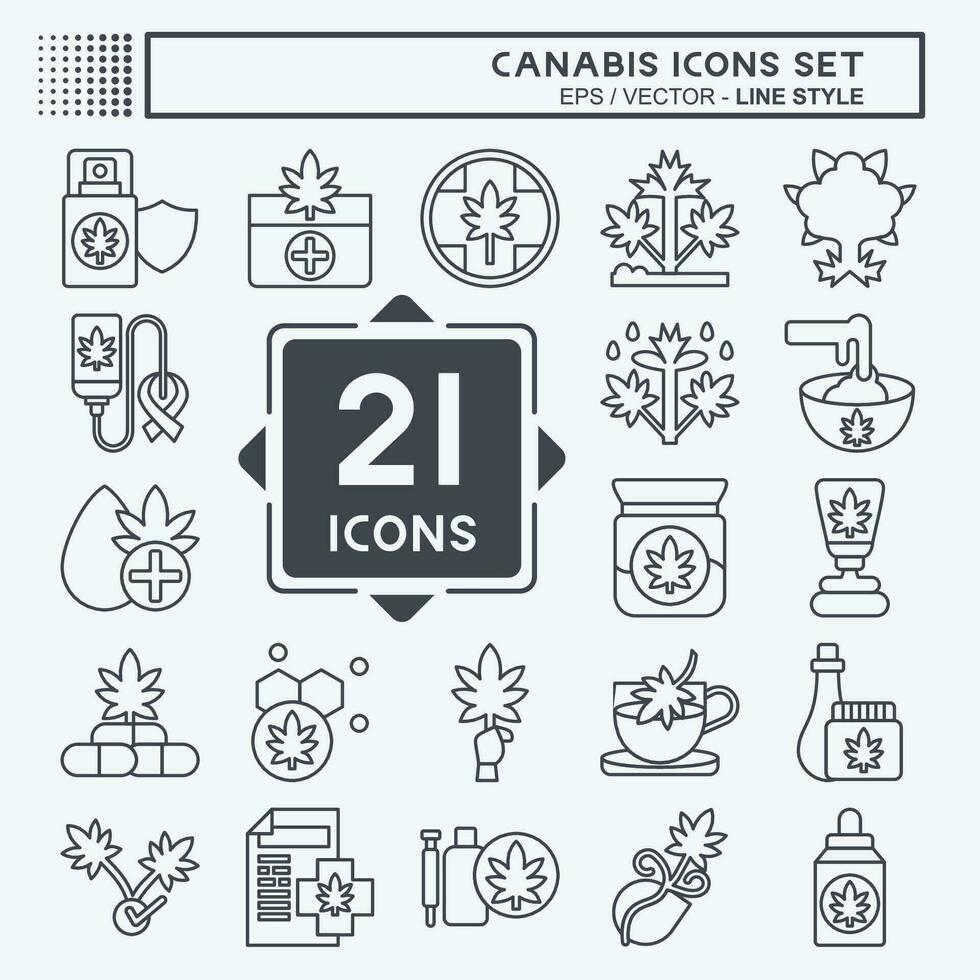 icona impostato cannabis. relazionato per canapa simbolo. linea stile. semplice design modificabile. semplice illustrazione vettore