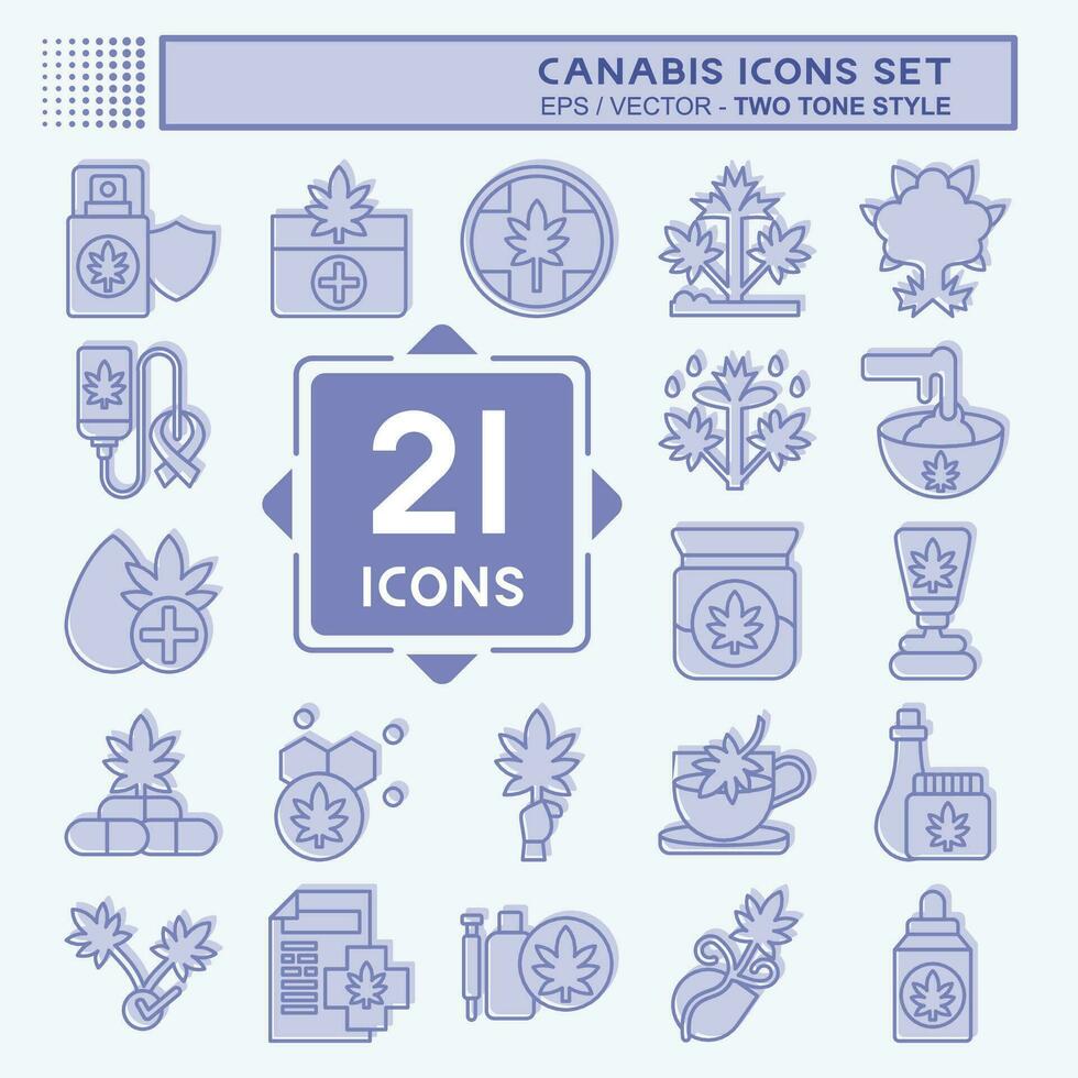 icona impostato cannabis. relazionato per canapa simbolo. Due tono stile. semplice design modificabile. semplice illustrazione vettore
