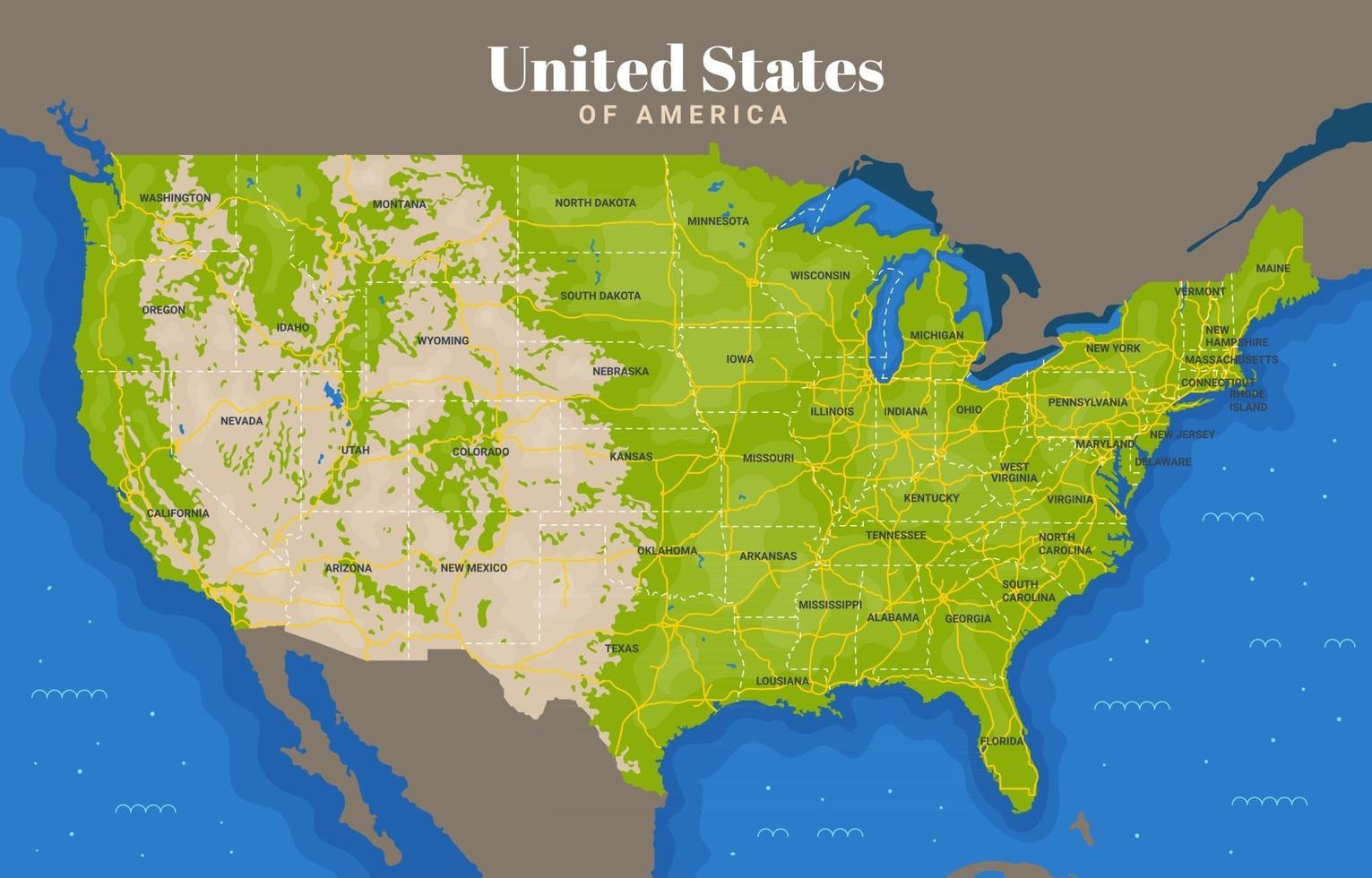 mappa degli stati uniti d'america vettore