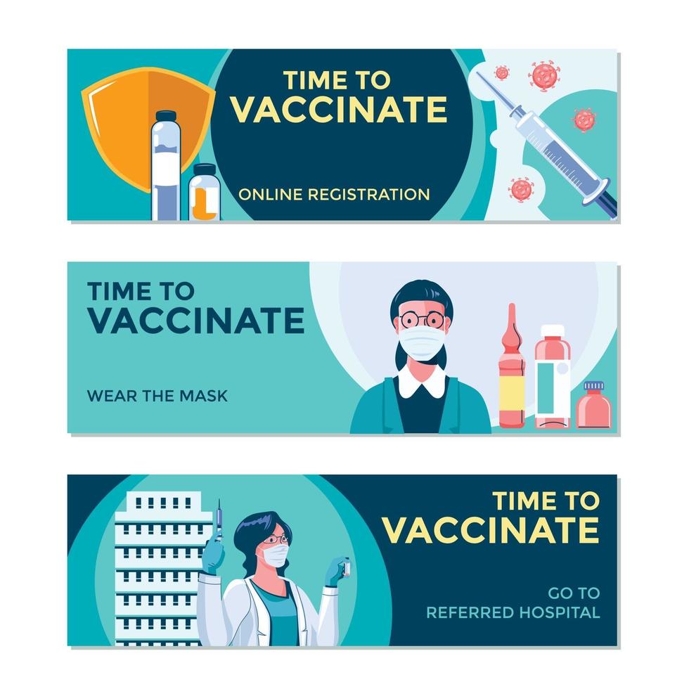 tempo alla vaccinazione covid19 banner concept vettore