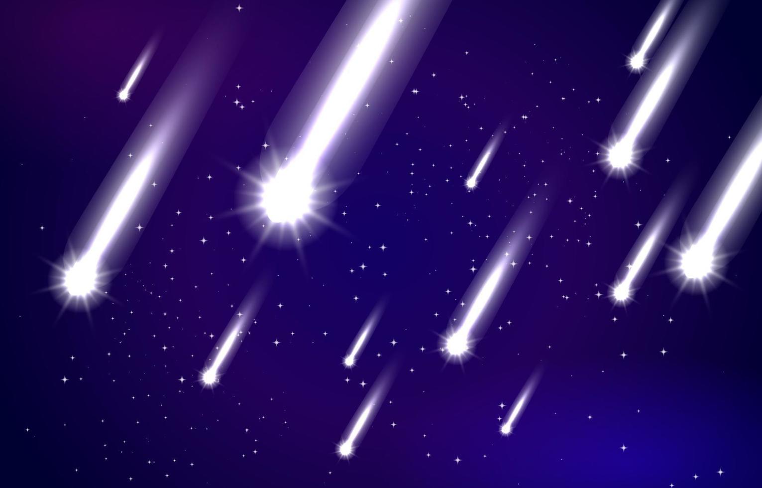 sfondo di meteore con alcune meteore brillanti vettore