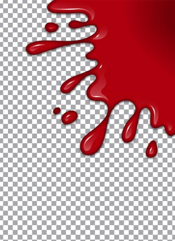 Sangue o sciroppo di fragole o ketchup su sfondo trasparente. Illustrazione vettoriale