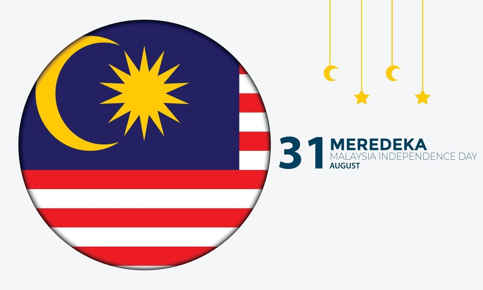 vettore del cerchio della bandiera del giorno dell'indipendenza della malesia