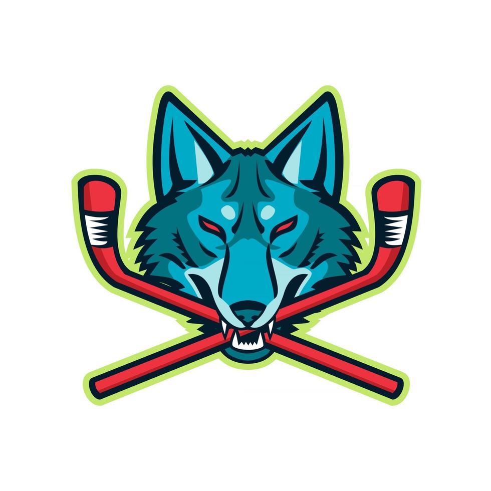 mascotte sportiva dell'hockey su ghiaccio del coyote vettore