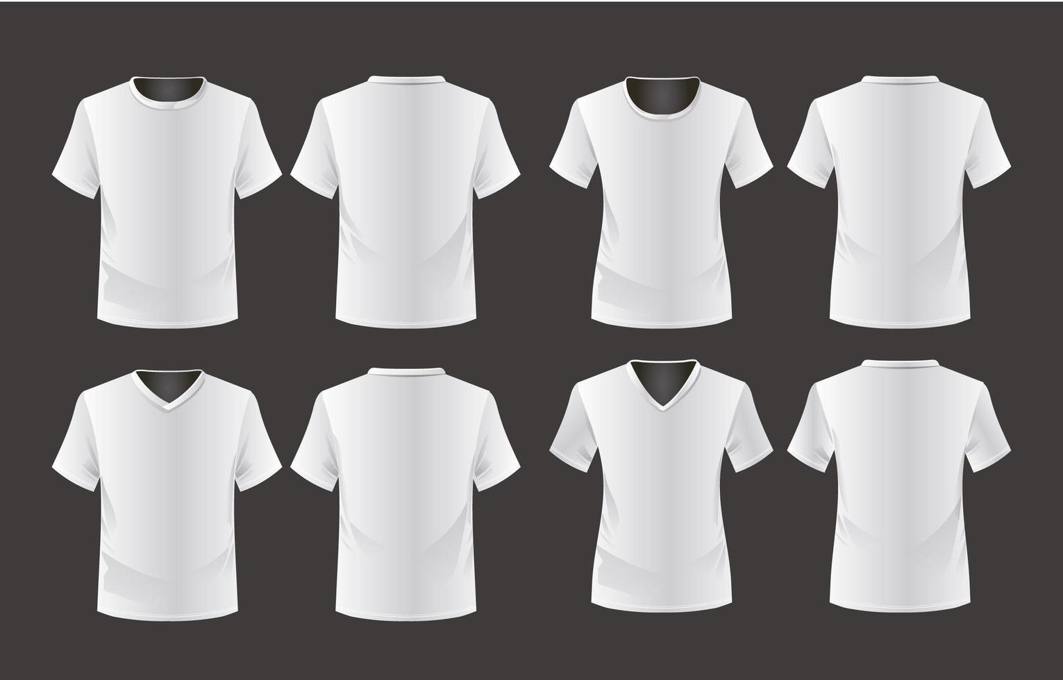 set di modello di mockup di t-shirt in bianco vettore