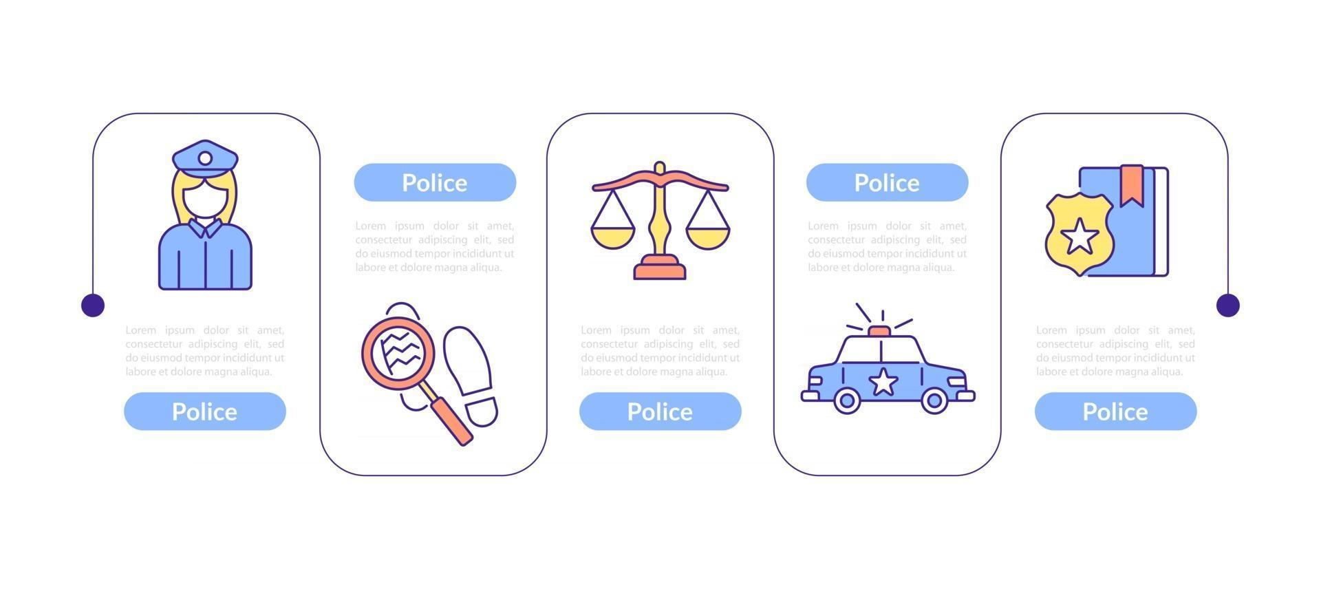 modello di infografica vettoriale di polizia con icone