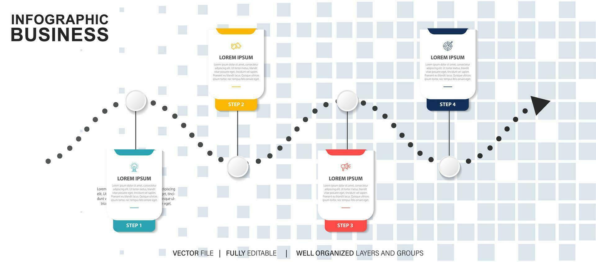 Infografica sequenza temporale modello attività commerciale concetto.vettore può essere Usato per flusso di lavoro disposizione, diagramma, numero passo su opzioni, ragnatela design ,annuale rapporto vettore