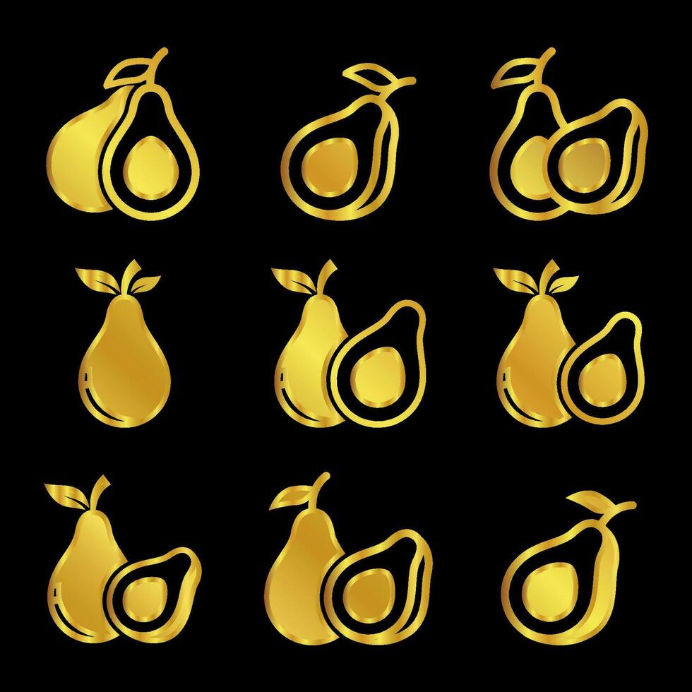 oro colorato avocado icona vettore