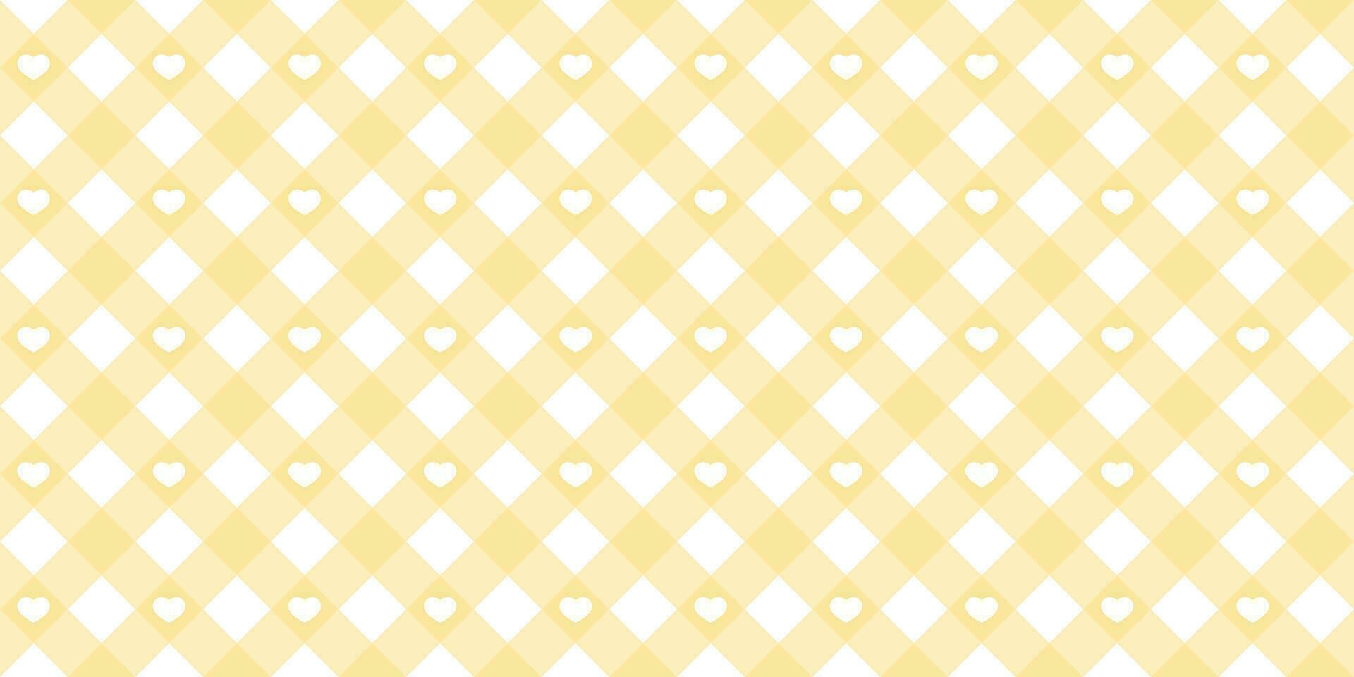 percalle cuore diagonale senza soluzione di continuità modello nel giallo pastello colore. vichy plaid design per Pasqua vacanza tessile decorativo. vettore scacchi modello per tessuto - lenzuolo, tovaglia, vestire, tovagliolo.
