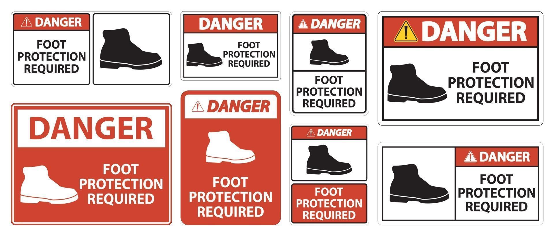 pericolo protezione del piede richiesta muro simbolo segno isolato su sfondo trasparente, illustrazione vettoriale