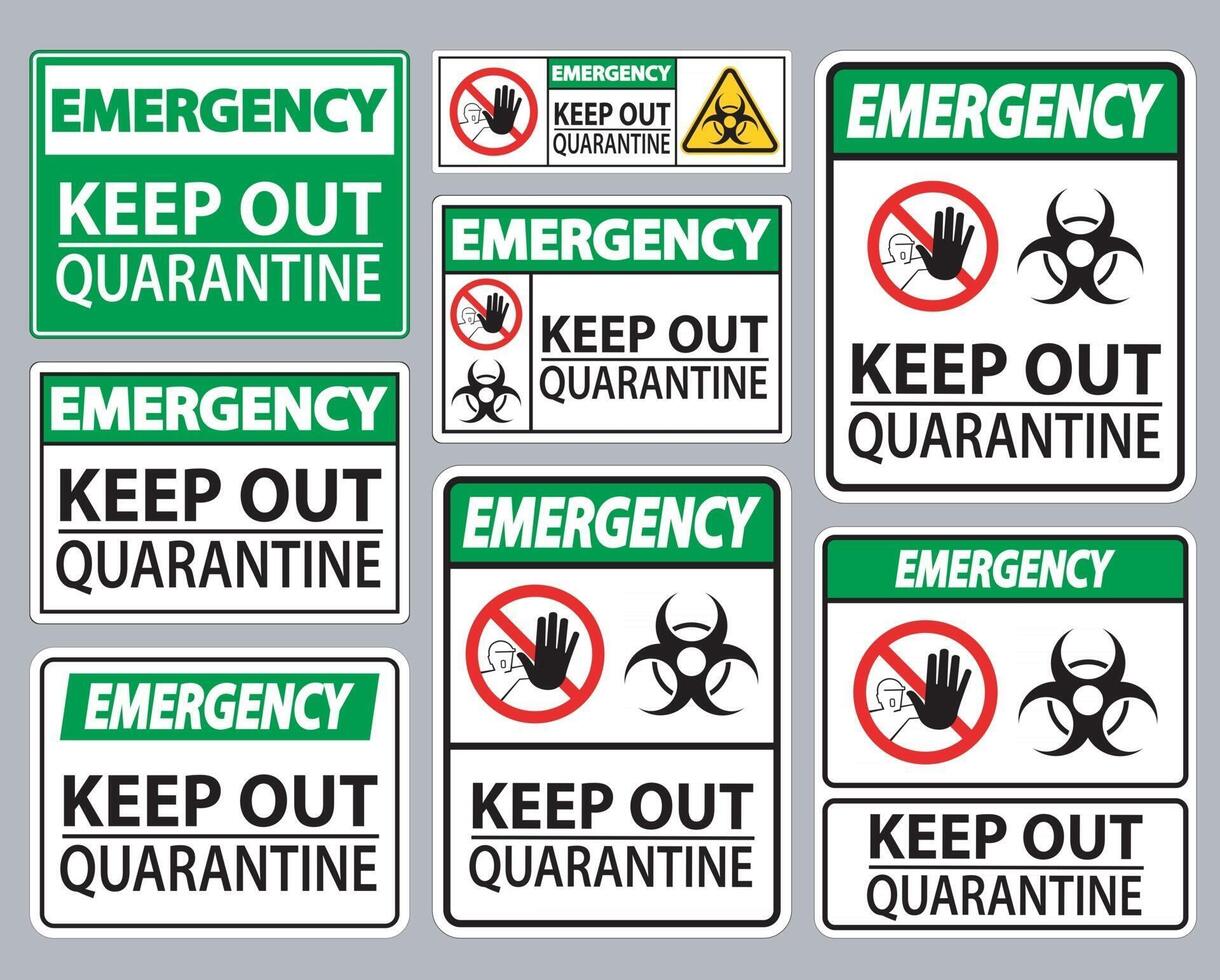 emergenza tenere fuori il segno di quarantena isolare su sfondo bianco, illustrazione vettoriale eps.10