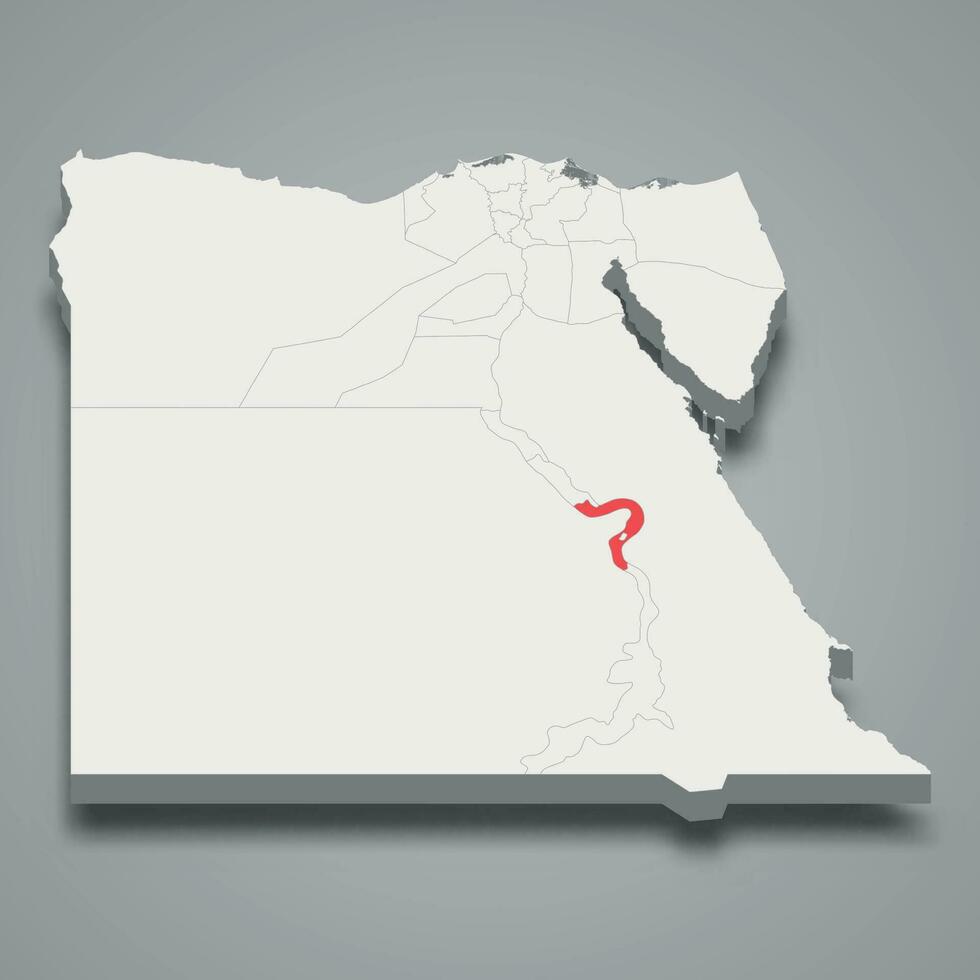 qena regione Posizione entro Egitto 3d carta geografica vettore