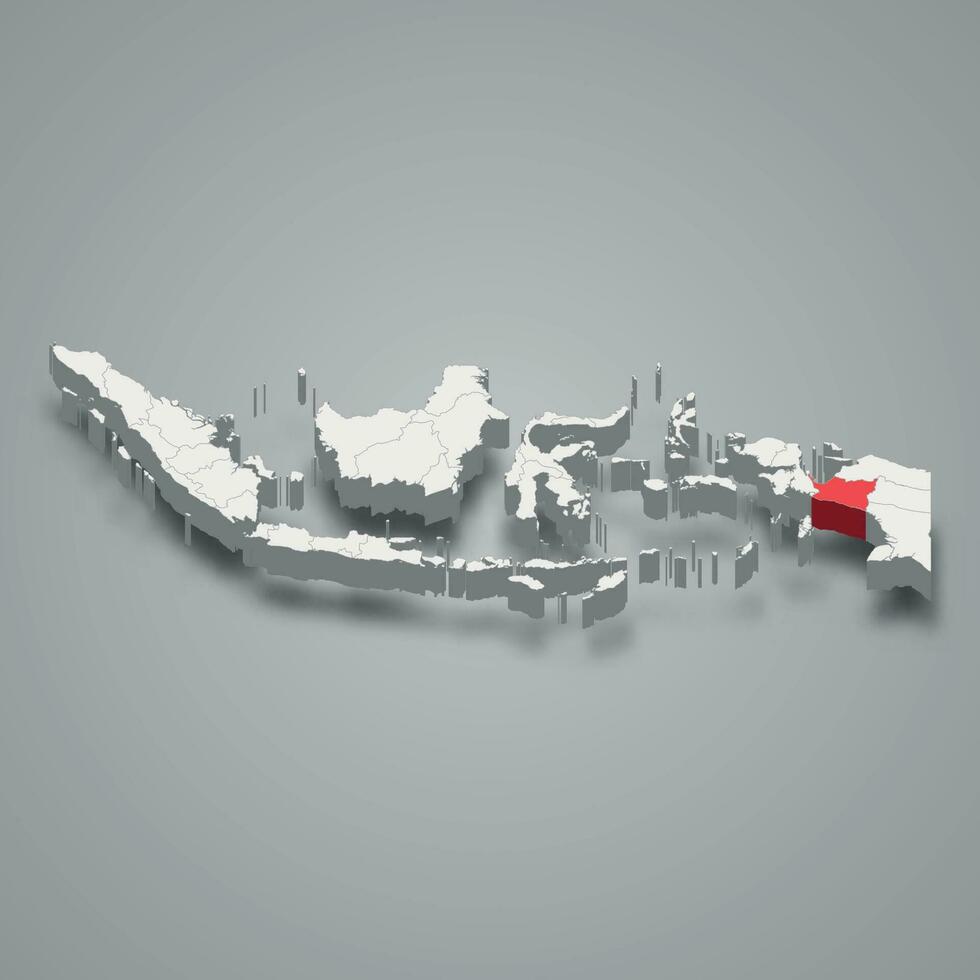 centrale papua Provincia Posizione Indonesia 3d carta geografica vettore