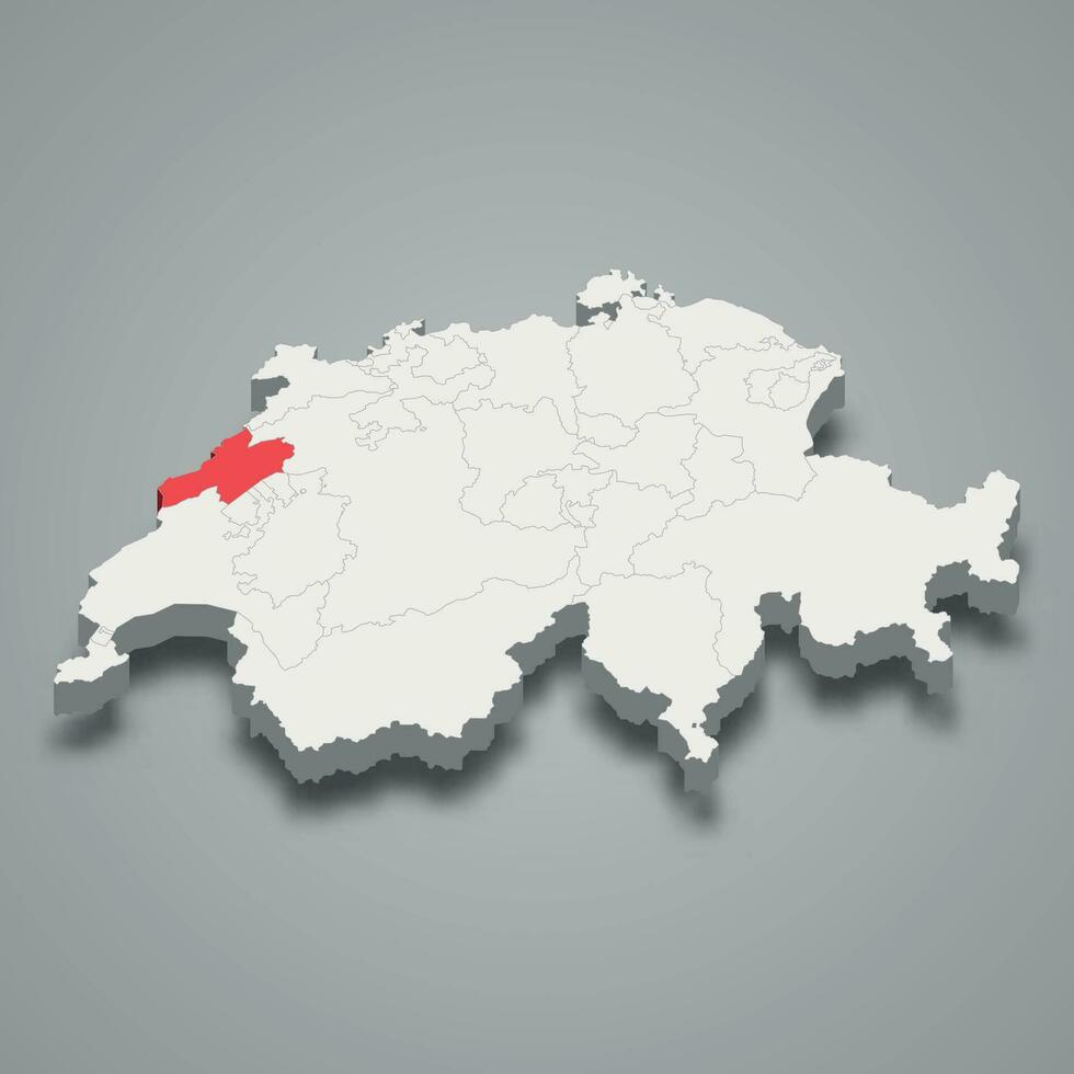 Neuchâtel cantone Posizione entro Svizzera 3d carta geografica vettore